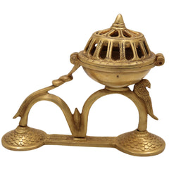 Brass DoopDani | Handcrafted Incense Doop Dani Burner for Pooja And Home Decorative, Gold, 5.5 Inch, 1 Piece