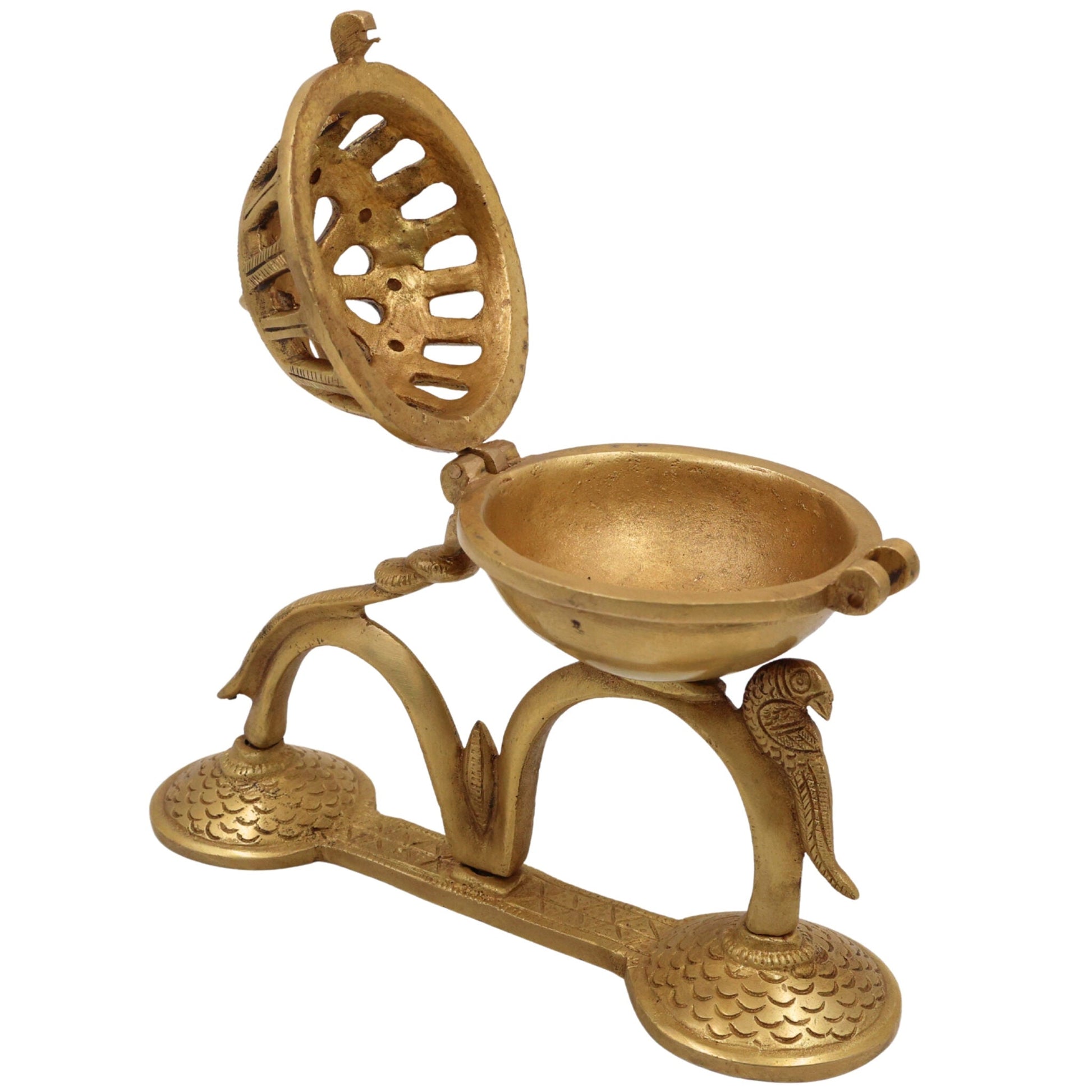 Brass DoopDani | Handcrafted Incense Doop Dani Burner for Pooja And Home Decorative, Gold, 5.5 Inch, 1 Piece