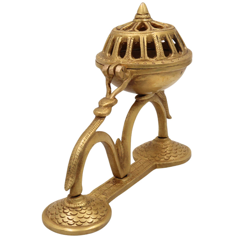 Brass DoopDani | Handcrafted Incense Doop Dani Burner for Pooja And Home Decorative, Gold, 5.5 Inch, 1 Piece