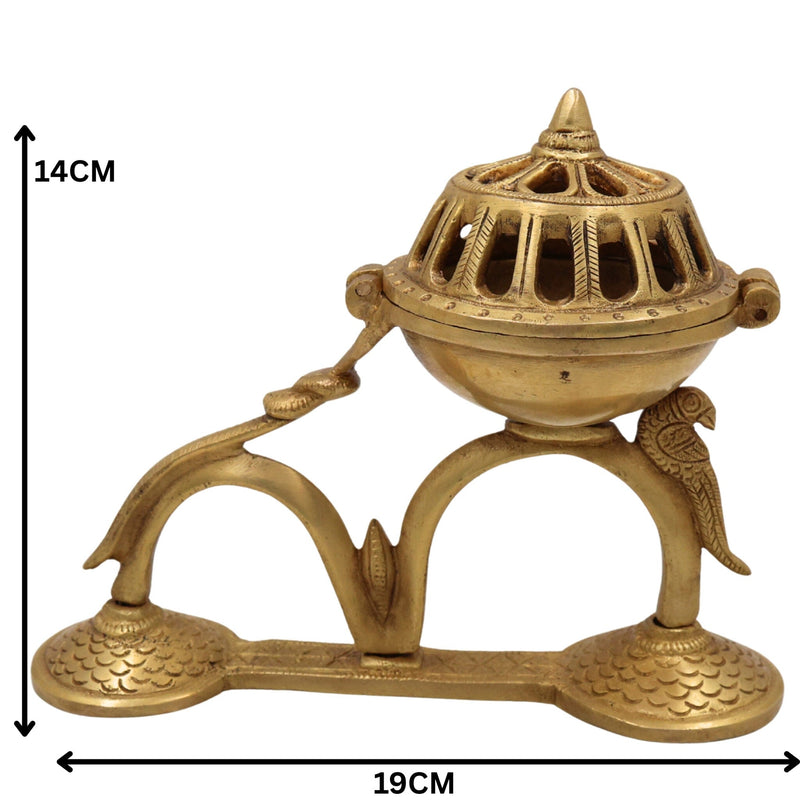 Brass DoopDani | Handcrafted Incense Doop Dani Burner for Pooja And Home Decorative, Gold, 5.5 Inch, 1 Piece