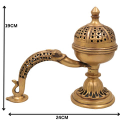 Brass Doopa Dani | Handcrafted Pooja Incense Dhoop burner Holder, Auspicious Decorative Dhuna loban burner, Gold, 7.5 Inch, 1 Piece