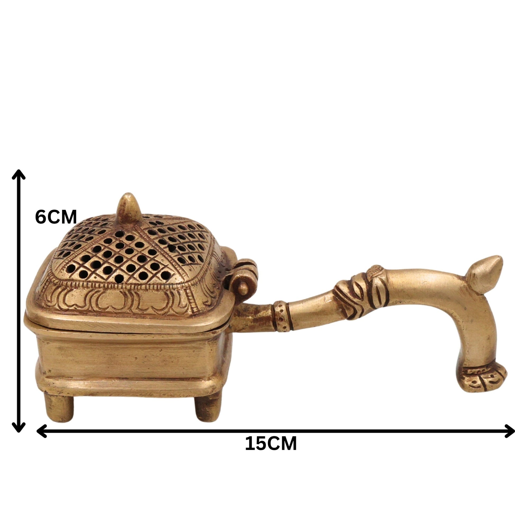 Brass Doopa Dani, Handcrafted Traditional Dhoop Incense Burner for Pooja, Meditation & Home Decor, Gold, 2.5 Inch, 1 Piece