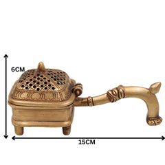 Brass Doopa Dani, Handcrafted Traditional Dhoop Incense Burner for Pooja, Meditation & Home Decor, Gold, 2.5 Inch, 1 Piece