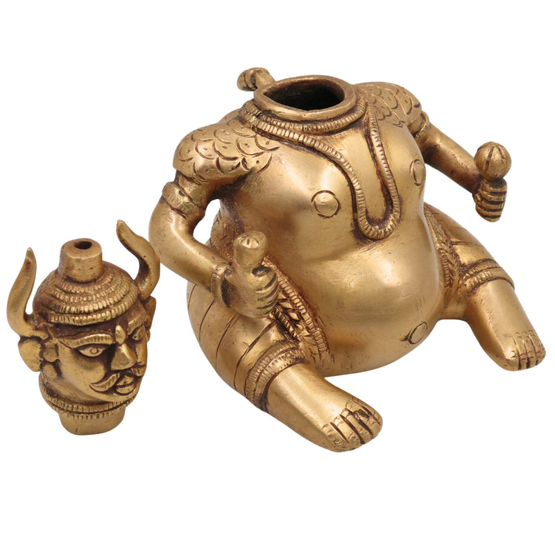Brass Man Lamp Diya Idol | Handcrafted Traditional Oil Lamp for Pooja, Meditation & Home Decor, Gold, 5.5 Inch, 1 Piece