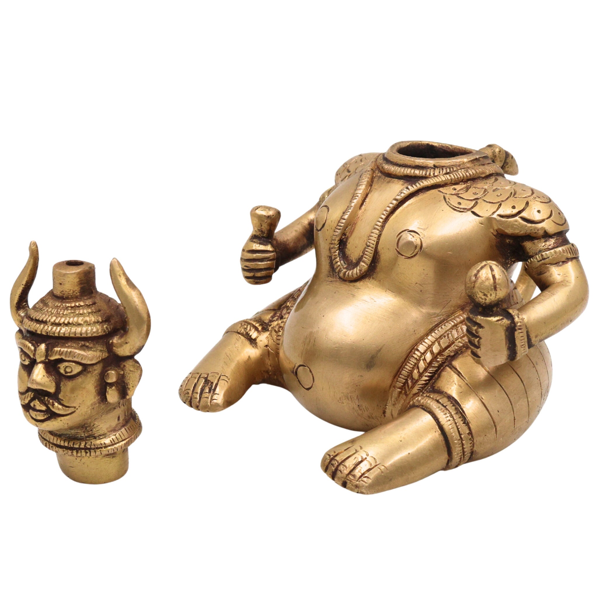 Brass Man Lamp Diya Idol | Handcrafted Traditional Oil Lamp for Pooja, Meditation & Home Decor, Gold, 5.5 Inch, 1 Piece