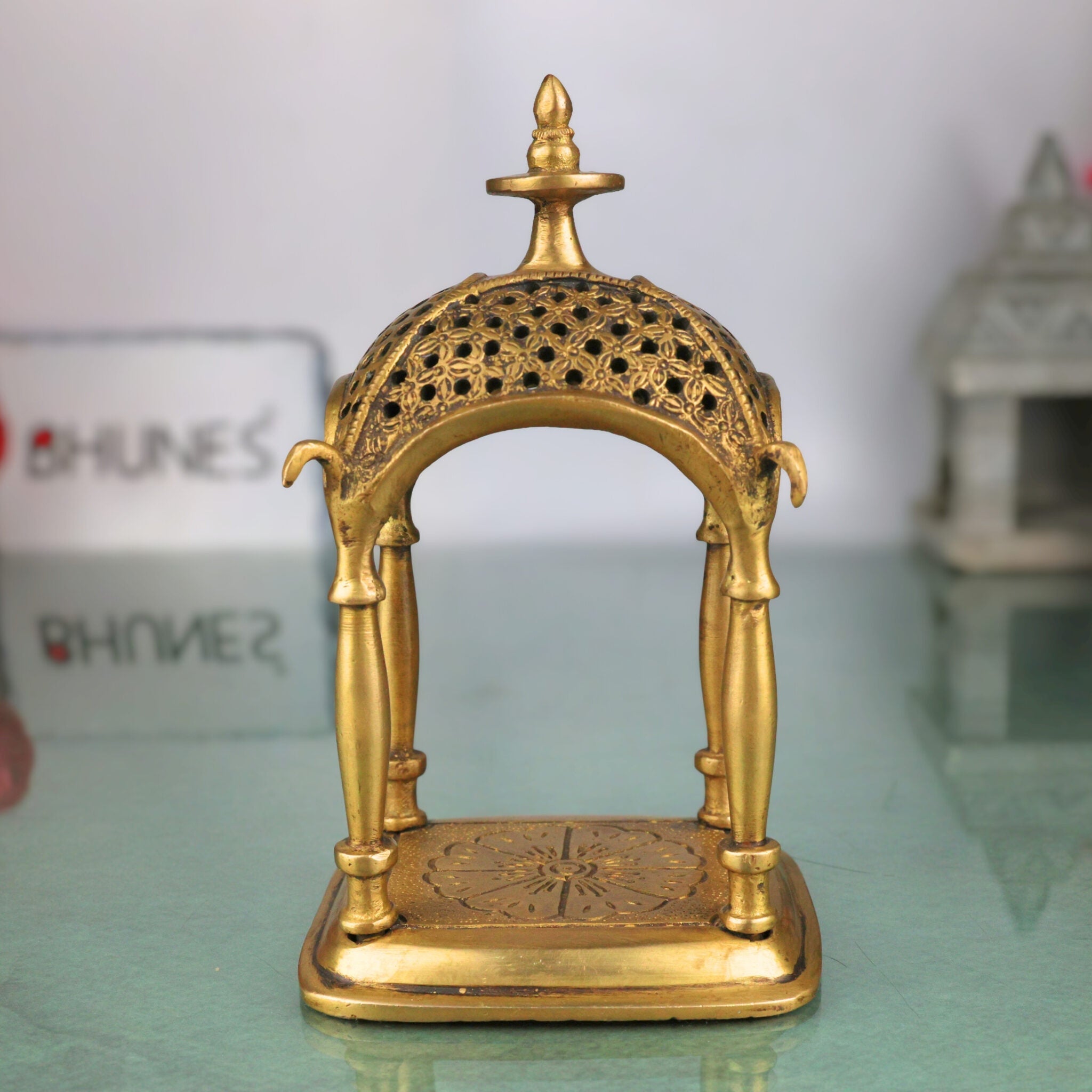 Brass Temple Idol | Handcrafted Pooja Mandir, Decorative Brass Devastanam for Home Temple & Spiritual Decor, Gold, 6.5 Inch, 1 Piece