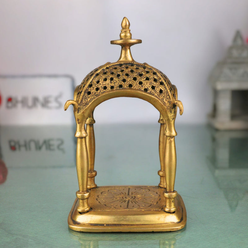 Brass Temple Idol | Handcrafted Pooja Mandir, Decorative Brass Devastanam for Home Temple & Spiritual Decor, Gold, 6.5 Inch, 1 Piece