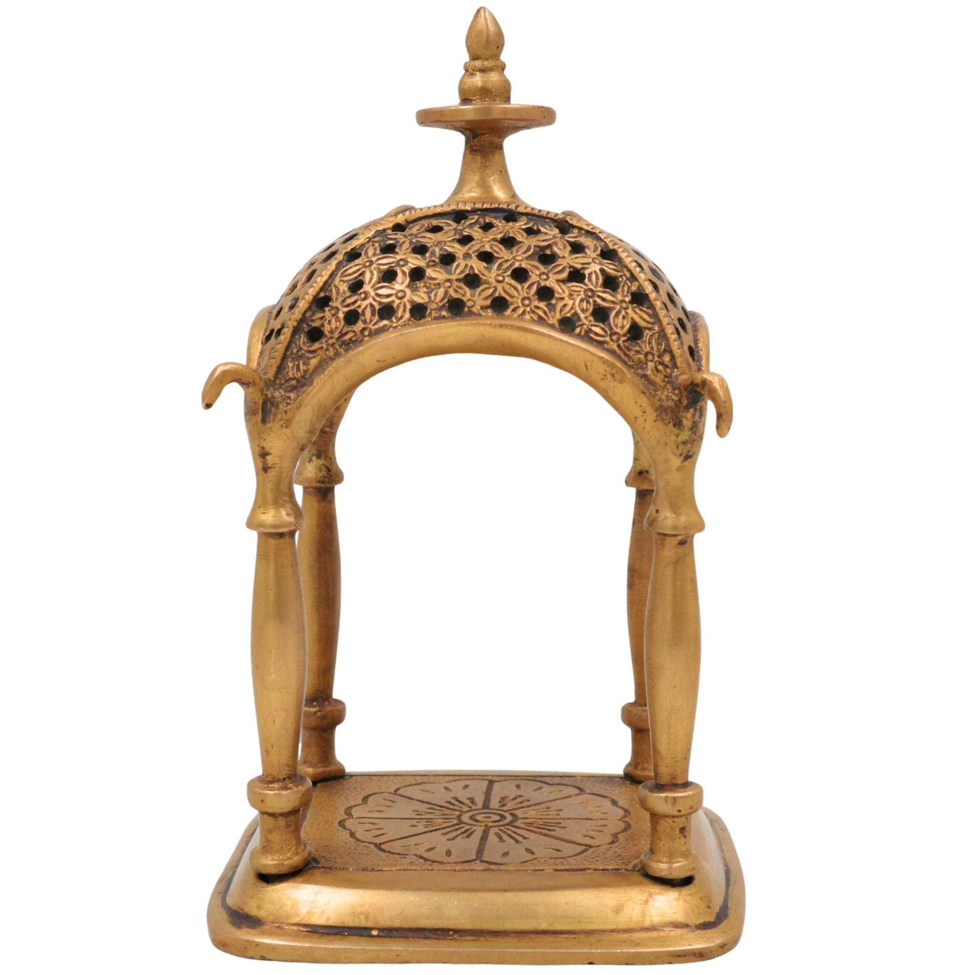 Brass Temple Idol | Handcrafted Pooja Mandir, Decorative Brass Devastanam for Home Temple & Spiritual Decor, Gold, 6.5 Inch, 1 Piece