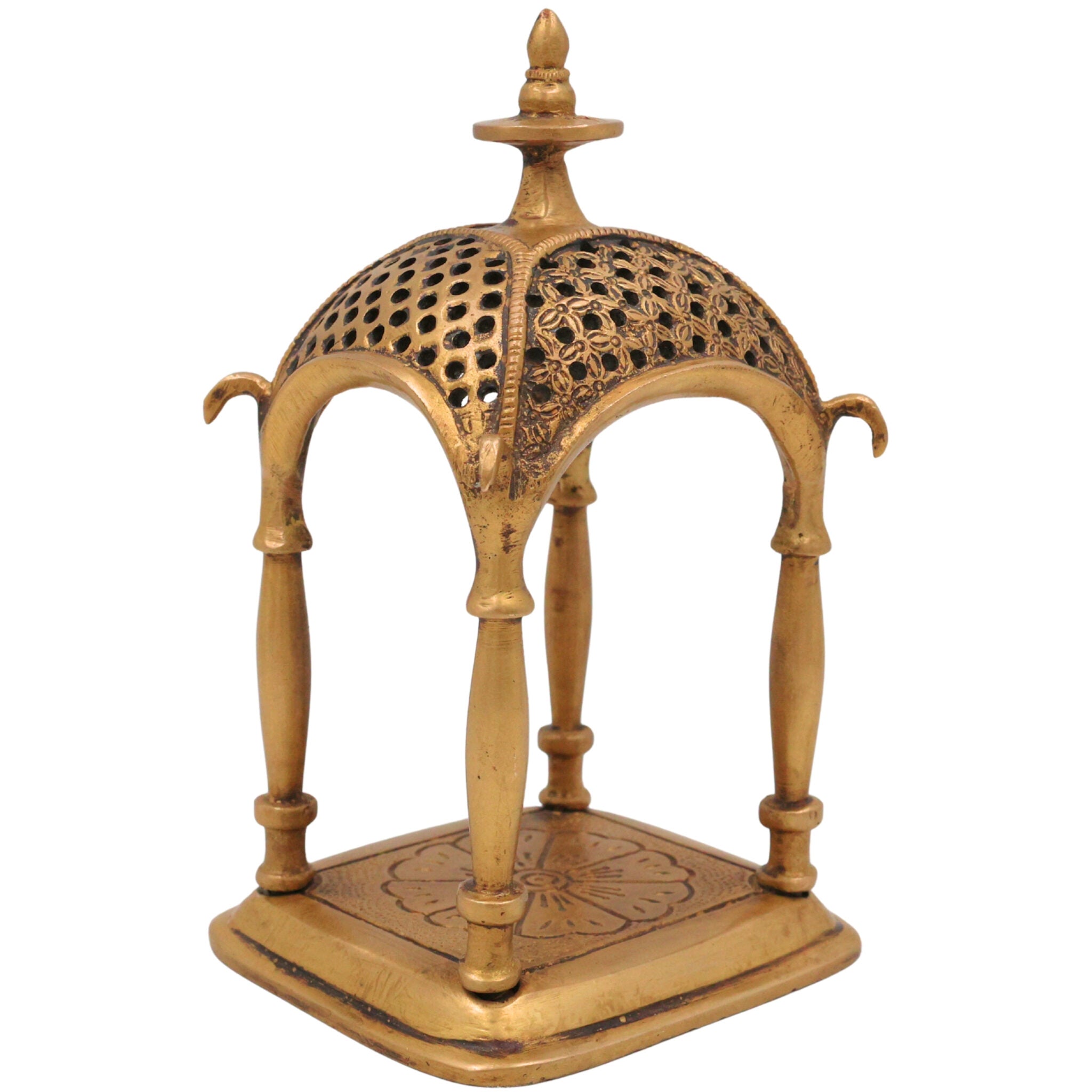 Brass Temple Idol | Handcrafted Pooja Mandir, Decorative Brass Devastanam for Home Temple & Spiritual Decor, Gold, 6.5 Inch, 1 Piece