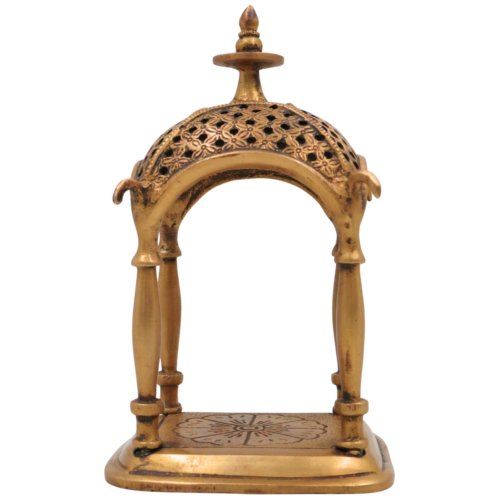 Brass Temple Idol | Handcrafted Pooja Mandir, Decorative Brass Devastanam for Home Temple & Spiritual Decor, Gold, 6.5 Inch, 1 Piece