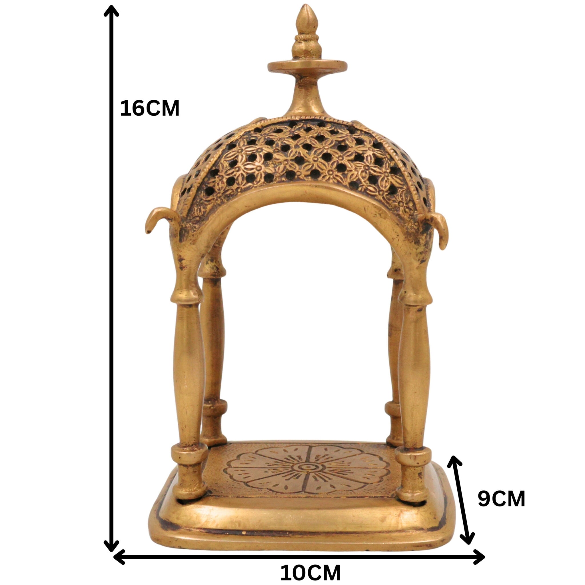 Brass Temple Idol | Handcrafted Pooja Mandir, Decorative Brass Devastanam for Home Temple & Spiritual Decor, Gold, 6.5 Inch, 1 Piece