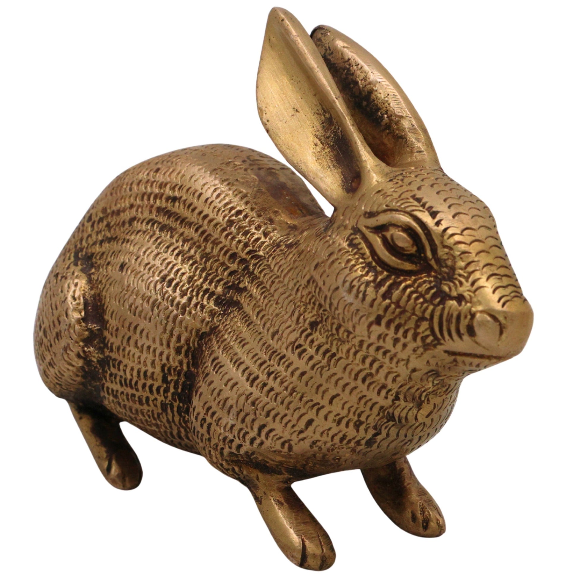 Brass Rabbit Idol | Handcrafted Mola, Khargosh Decorative, Auspicious Figurine for Home & Altar, Gold, 3 Inch, 1 Piece