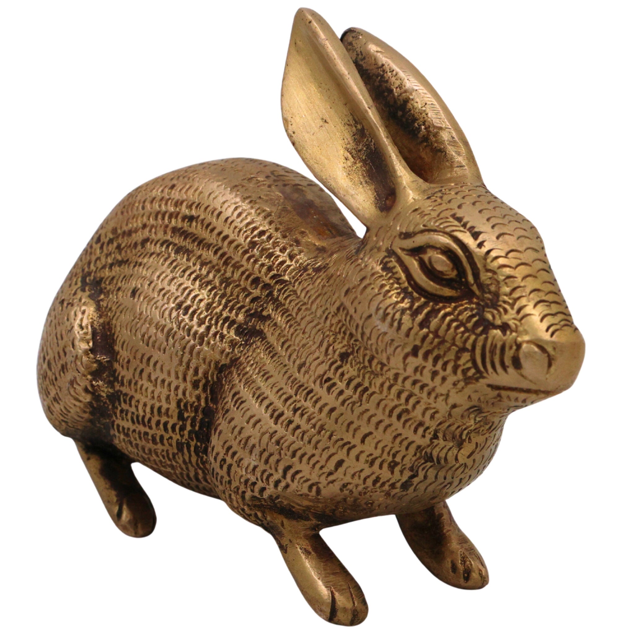 Brass Rabbit Idol | Handcrafted Mola, Khargosh Decorative, Auspicious Figurine for Home & Altar, Gold, 3 Inch, 1 Piece