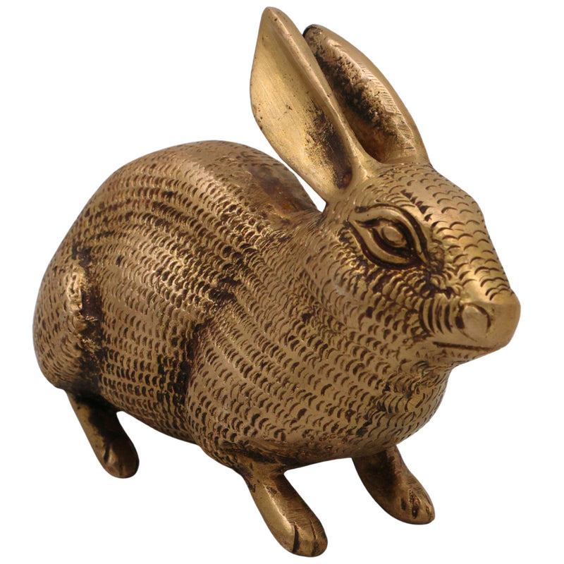 Brass Rabbit Idol | Handcrafted Mola, Khargosh Decorative, Auspicious Figurine for Home & Altar, Gold, 3 Inch, 1 Piece