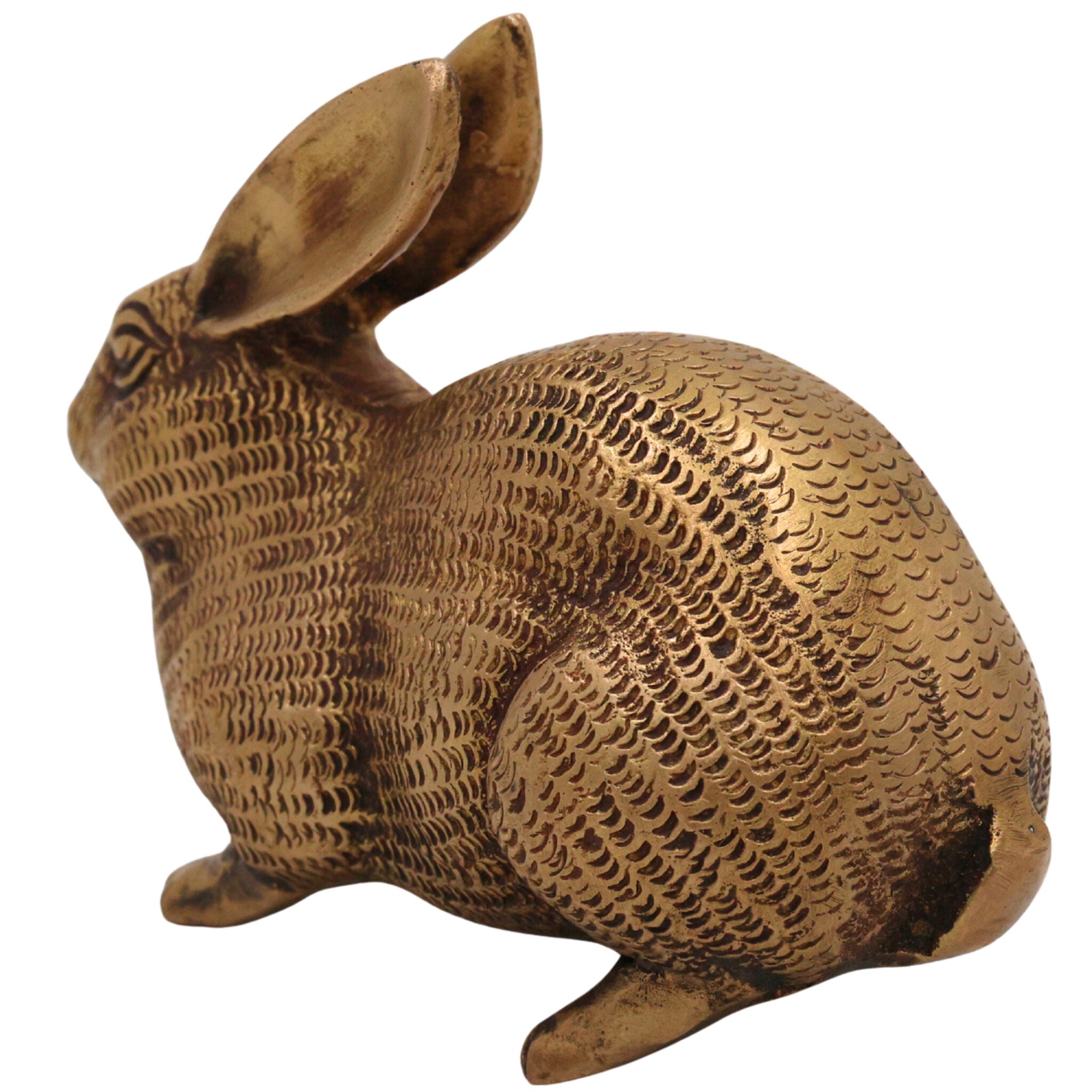 Brass Rabbit Idol | Handcrafted Mola, Khargosh Decorative, Auspicious Figurine for Home & Altar, Gold, 3 Inch, 1 Piece