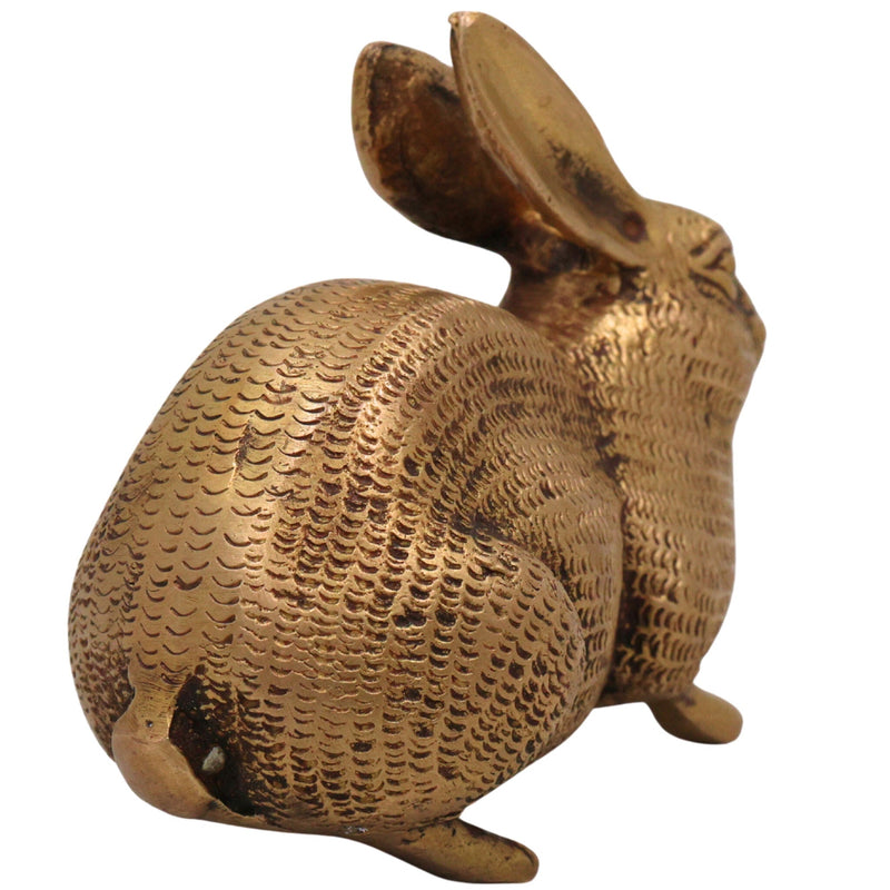 Brass Rabbit Idol | Handcrafted Mola, Khargosh Decorative, Auspicious Figurine for Home & Altar, Gold, 3 Inch, 1 Piece