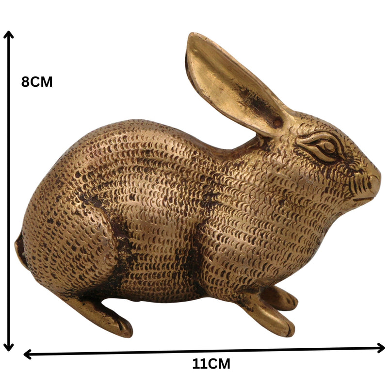 Brass Rabbit Idol | Handcrafted Mola, Khargosh Decorative, Auspicious Figurine for Home & Altar, Gold, 3 Inch, 1 Piece
