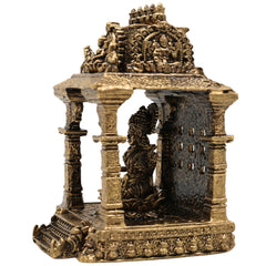 Brass Lakshmi Idol | Shri Lakshmi Murti with Temple | Maha Laxmi Statue | Pooja Decor, Gold, 3 Inch, 1 Piece