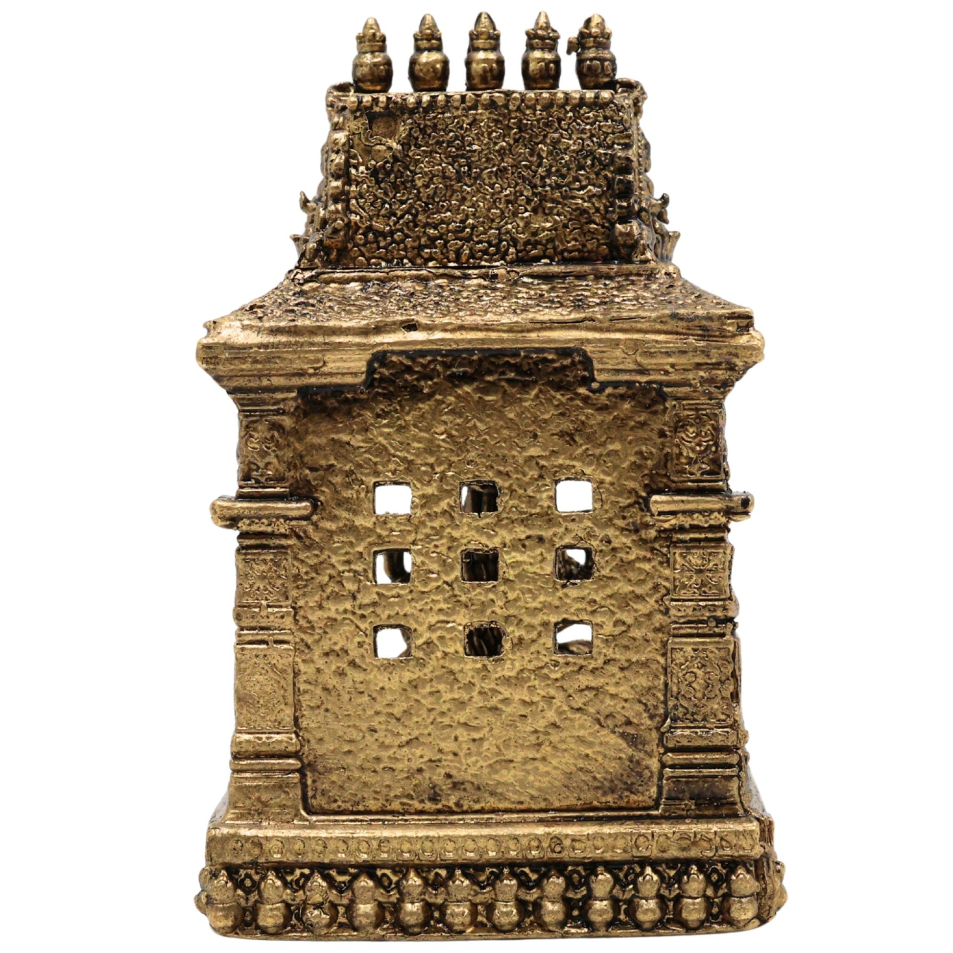 Brass Lakshmi Idol | Shri Lakshmi Murti with Temple | Maha Laxmi Statue | Pooja Decor, Gold, 3 Inch, 1 Piece