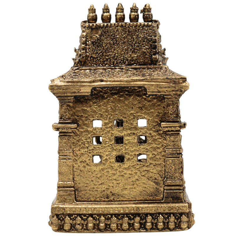 Brass Lakshmi Idol | Shri Lakshmi Murti with Temple | Maha Laxmi Statue | Pooja Decor, Gold, 3 Inch, 1 Piece