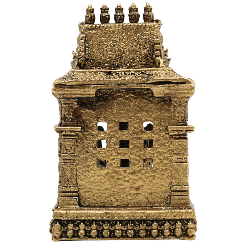 Brass Ganesh with Temple Idol, Siddhivinayak / Vinayaka Murti for Pooja, Home Decor, Temple, Festival & Gifts, Gold, 3 Inch, 1 Piece