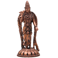 Copper Meenakshi Amman Idol, Meenatchi Meenalochani Sundareswari Devi Tamraloha Vigraham for Home Pooja & Decor, Brown, 3 Inch, 1 Piece
