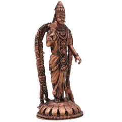Copper Meenakshi Amman Idol, Meenatchi Meenalochani Sundareswari Devi Tamraloha Vigraham for Home Pooja & Decor, Brown, 3 Inch, 1 Piece
