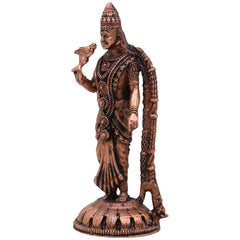 Copper Meenakshi Amman Idol, Meenatchi Meenalochani Sundareswari Devi Tamraloha Vigraham for Home Pooja & Decor, Brown, 3 Inch, 1 Piece