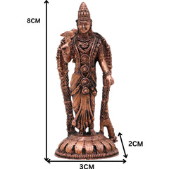 Copper Meenakshi Amman Idol, Meenatchi Meenalochani Sundareswari Devi Tamraloha Vigraham for Home Pooja & Decor, Brown, 3 Inch, 1 Piece