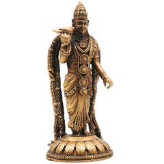 Brass Meenakshi Idol | Handcrafted Meenakshi Amman Murti for Pooja, Home Decor & Temple Statue | Madurai Goddess Meenakshi Pratima, Gold, 3.5 Inch, 1 Piece