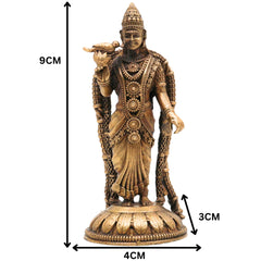 Brass Meenakshi Idol | Handcrafted Meenakshi Amman Murti for Pooja, Home Decor & Temple Statue | Madurai Goddess Meenakshi Pratima, Gold, 3.5 Inch, 1 Piece