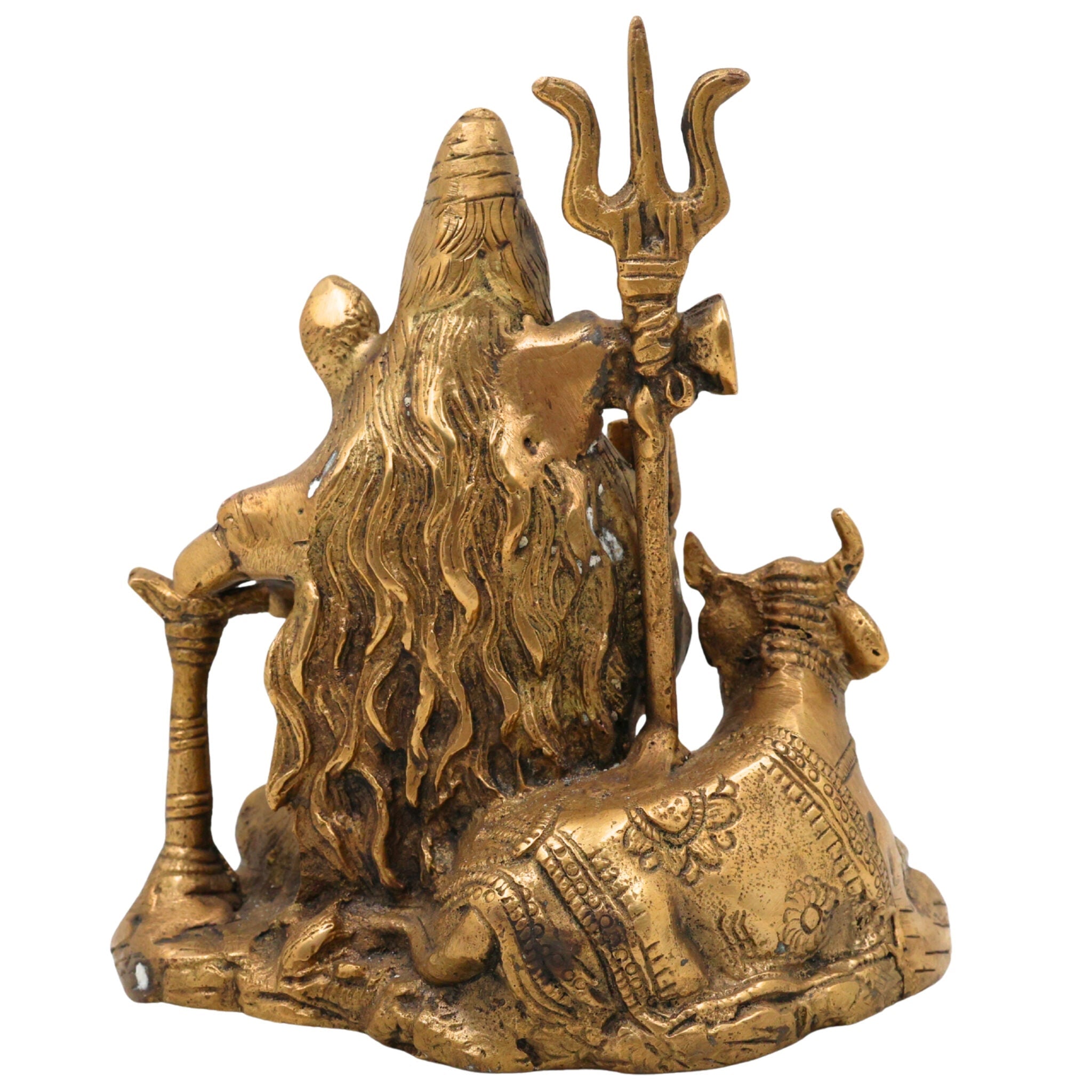 Handcrafted Brass Mahadev Idol | Shiv Shambhu Murti | Neelkanth Shankar Statue for Home Temple & Spiritual Decor, Gold, 6.5 Inch, 1 Piece