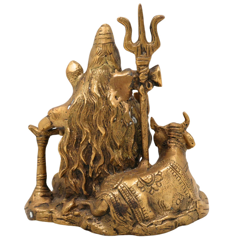Handcrafted Brass Mahadev Idol | Shiv Shambhu Murti | Neelkanth Shankar Statue for Home Temple & Spiritual Decor, Gold, 6.5 Inch, 1 Piece