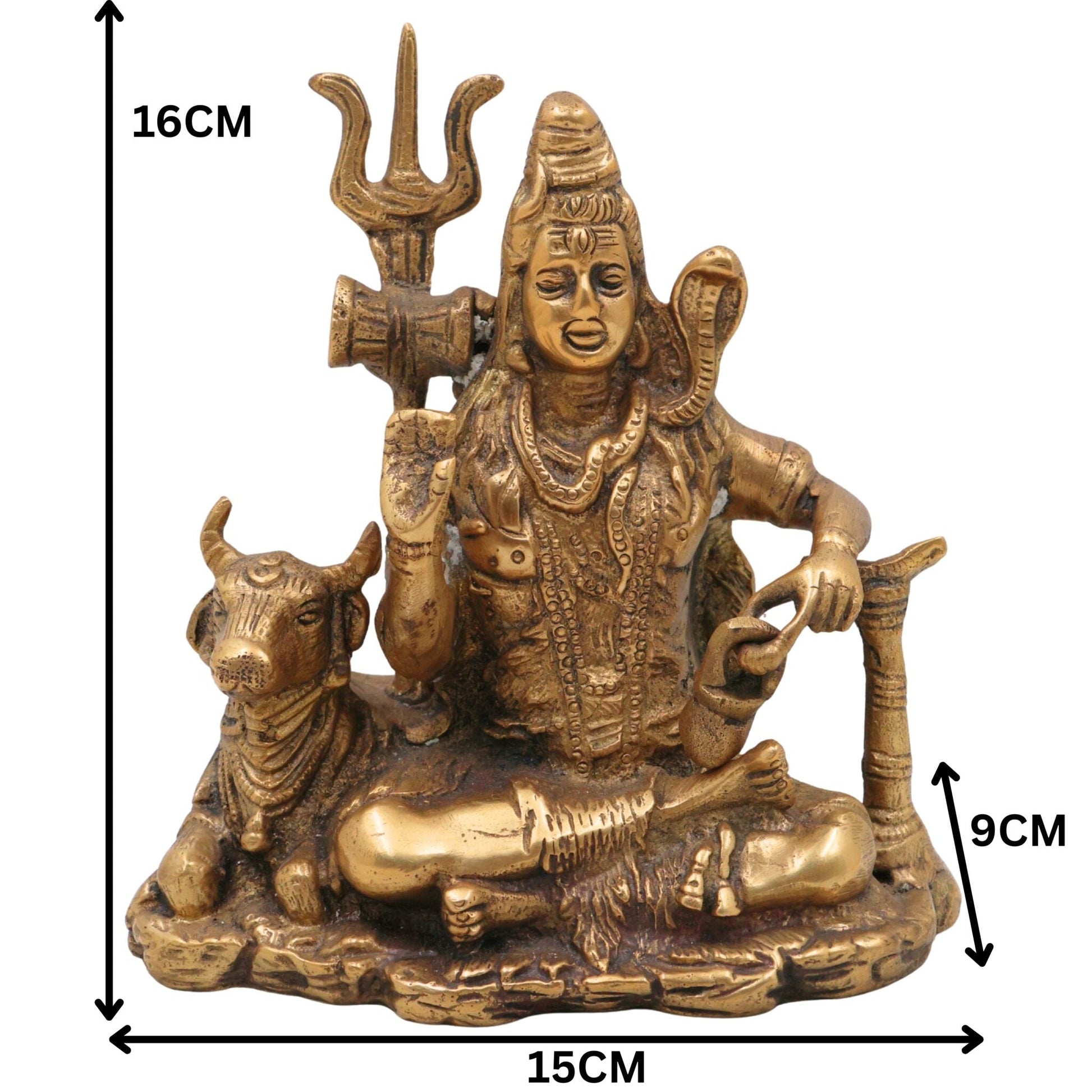 Handcrafted Brass Mahadev Idol | Shiv Shambhu Murti | Neelkanth Shankar Statue for Home Temple & Spiritual Decor, Gold, 6.5 Inch, 1 Piece