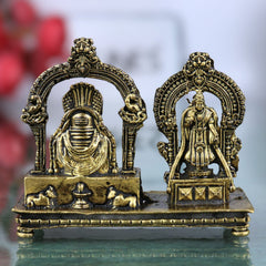 Brass Shiva Lingam Parvati Idol | Shivling Parvati Murti | Ardhanarishvara Linga Shivalingam for Home Pooja & Decor, Gold, 1.5 Inch, 1 Piece