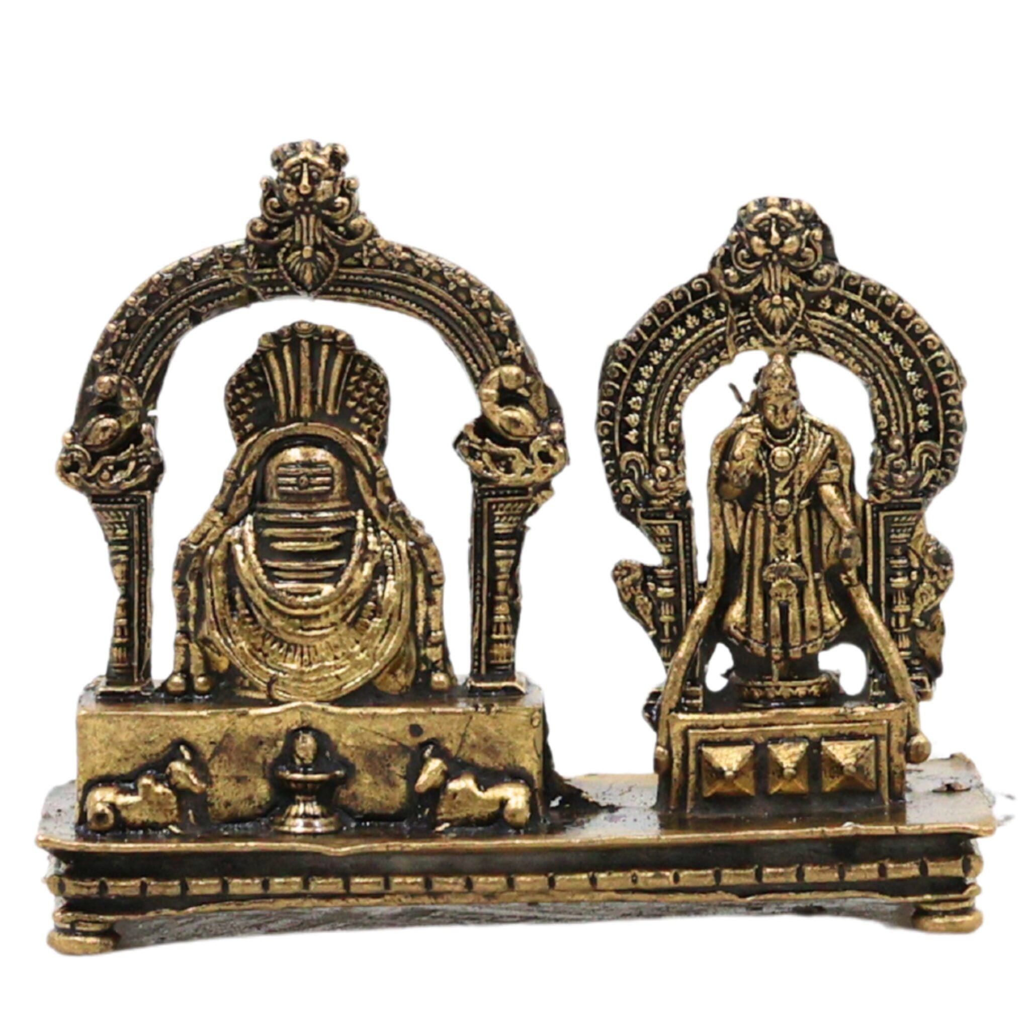 Brass Shiva Lingam Parvati Idol | Shivling Parvati Murti | Ardhanarishvara Linga Shivalingam for Home Pooja & Decor, Gold, 1.5 Inch, 1 Piece