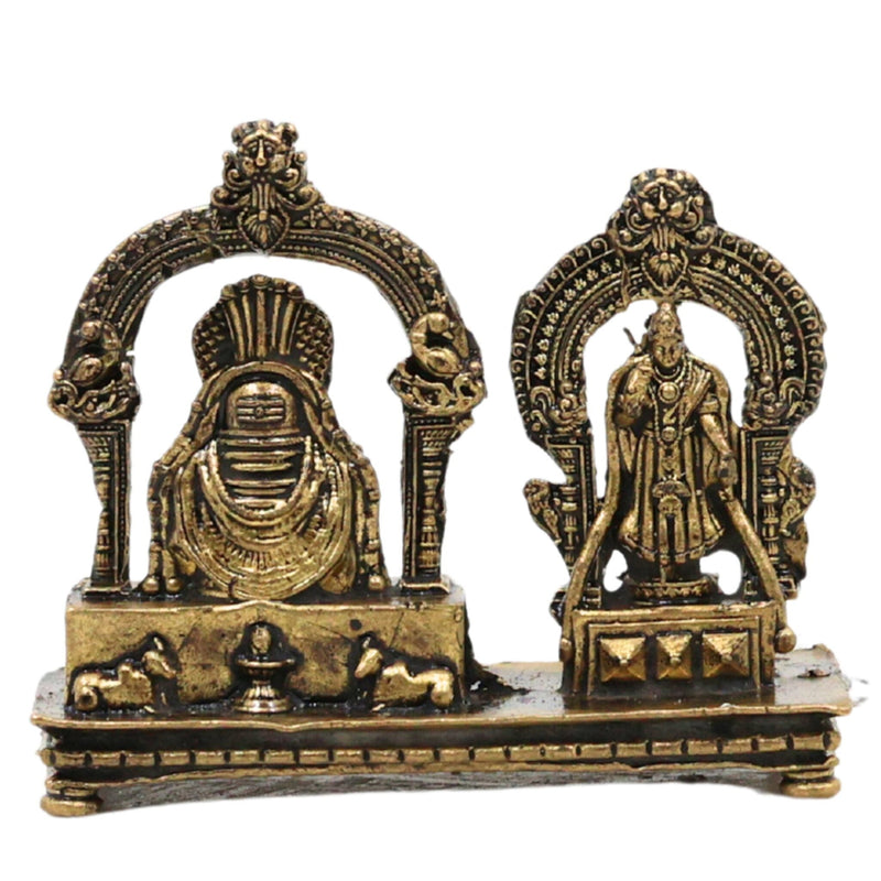 Brass Shiva Lingam Parvati Idol | Shivling Parvati Murti | Ardhanarishvara Linga Shivalingam for Home Pooja & Decor, Gold, 1.5 Inch, 1 Piece