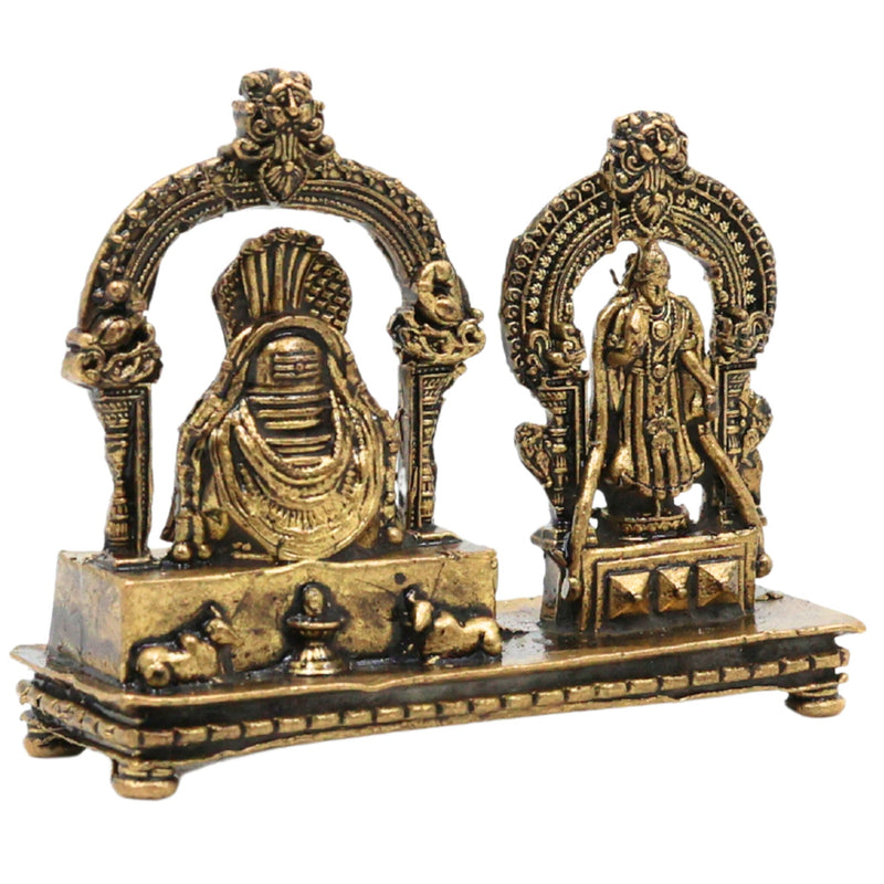 Brass Shiva Lingam Parvati Idol | Shivling Parvati Murti | Ardhanarishvara Linga Shivalingam for Home Pooja & Decor, Gold, 1.5 Inch, 1 Piece