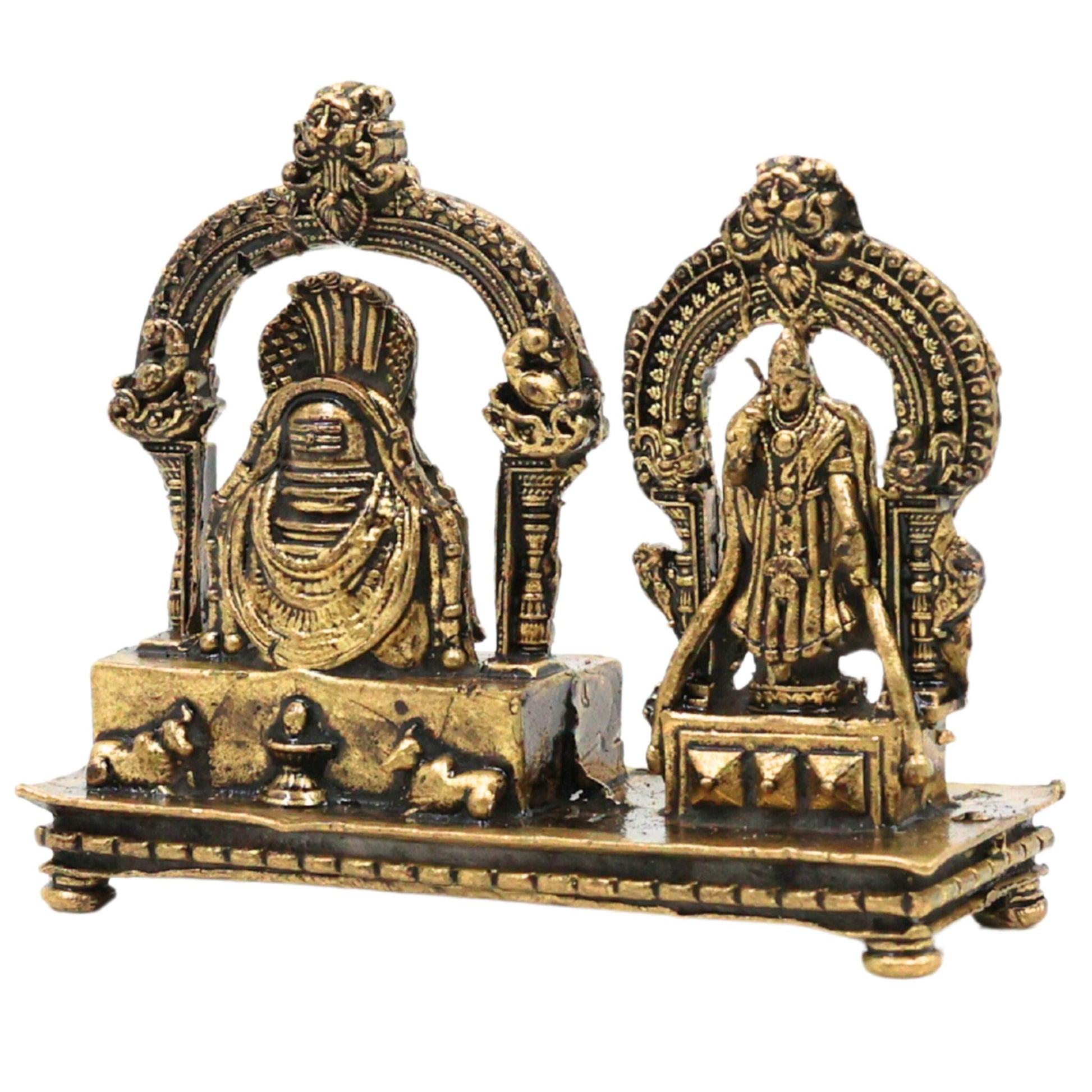 Brass Shiva Lingam Parvati Idol | Shivling Parvati Murti | Ardhanarishvara Linga Shivalingam for Home Pooja & Decor, Gold, 1.5 Inch, 1 Piece