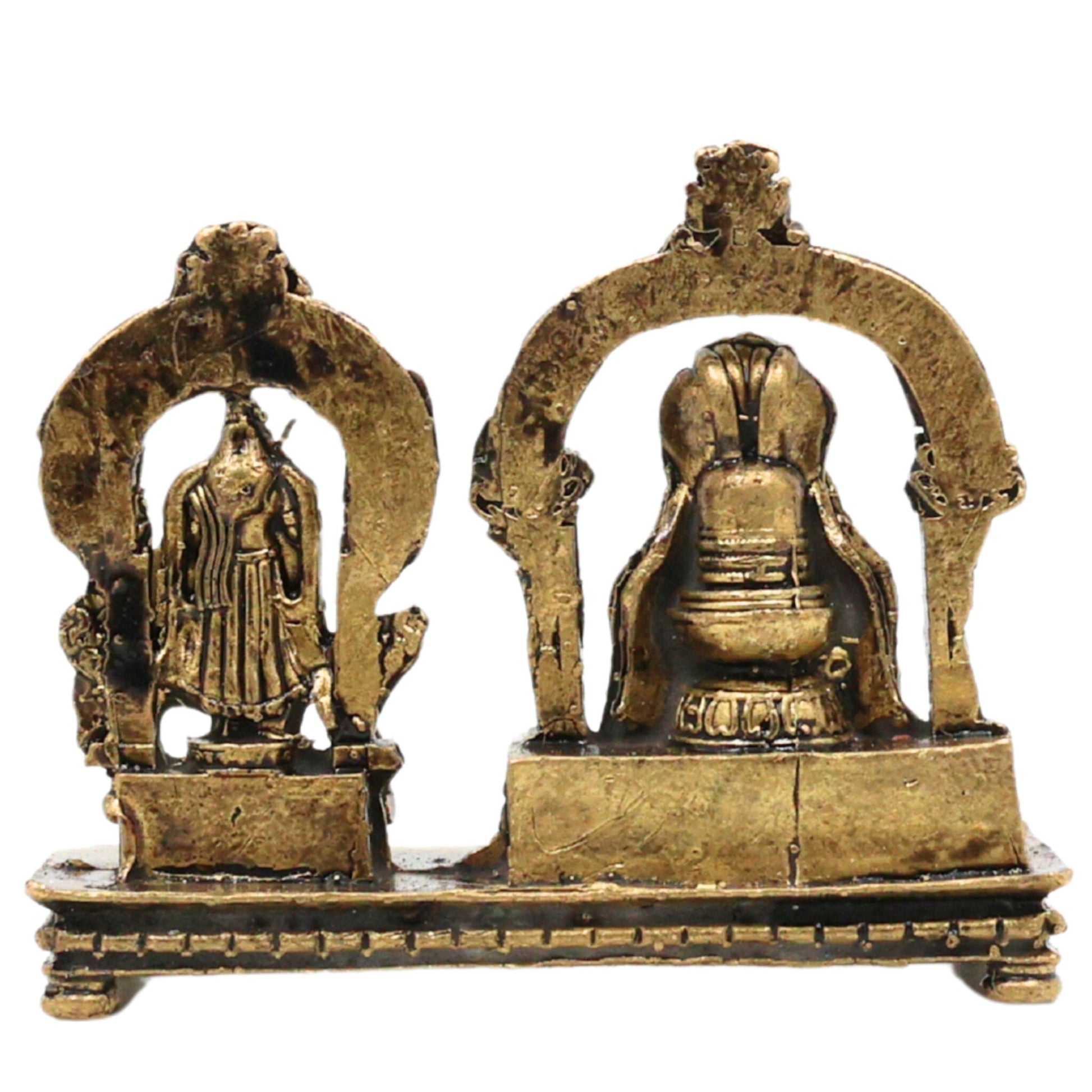 Brass Shiva Lingam Parvati Idol | Shivling Parvati Murti | Ardhanarishvara Linga Shivalingam for Home Pooja & Decor, Gold, 1.5 Inch, 1 Piece
