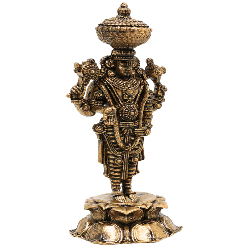 Brass Venkateshwara Balaji Idol, Srinivasa Murti for Pooja, Home Decor, Spiritual Gifting & Temple Worship, Gold, 3 Inch, 1 Piece