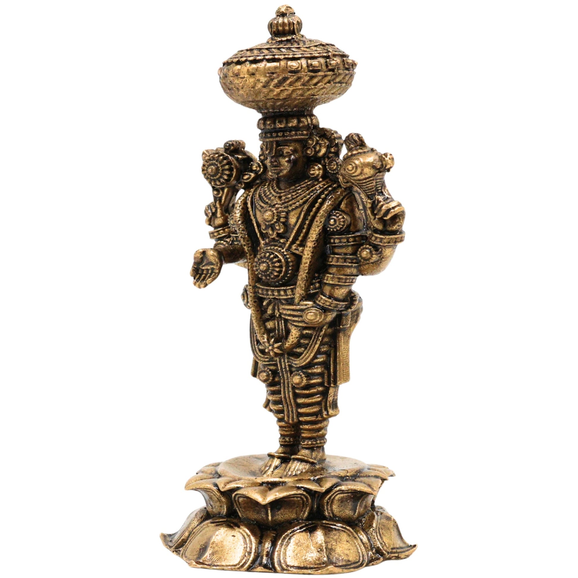 Brass Venkateshwara Balaji Idol, Srinivasa Murti for Pooja, Home Decor, Spiritual Gifting & Temple Worship, Gold, 3 Inch, 1 Piece