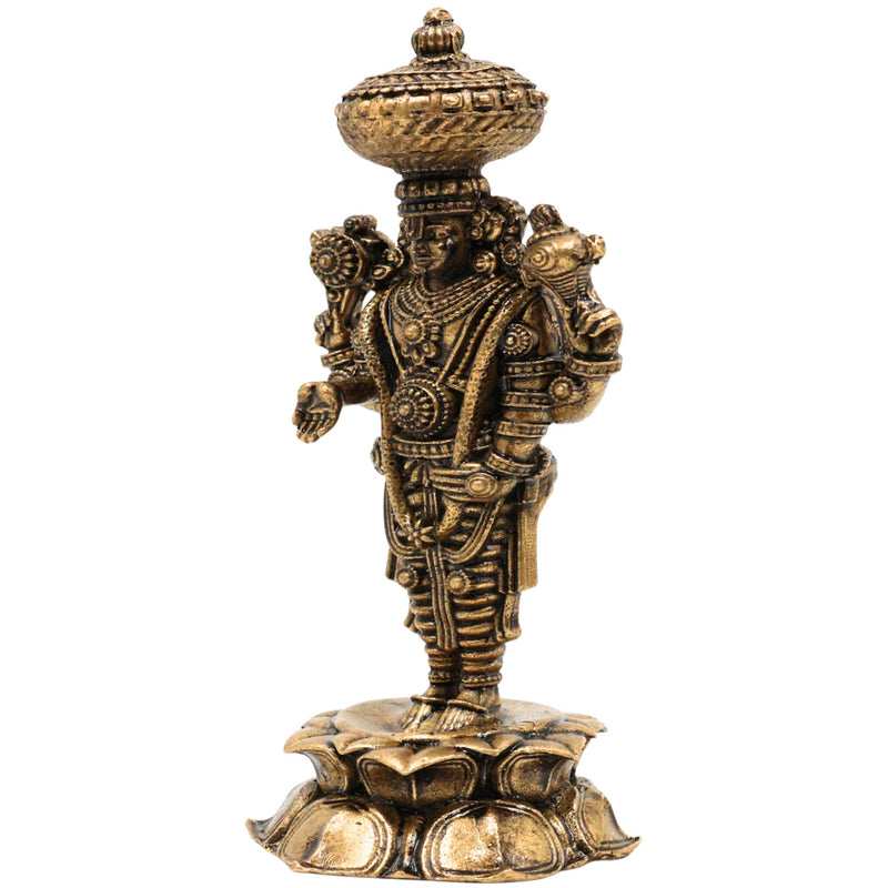 Brass Venkateshwara Balaji Idol, Srinivasa Murti for Pooja, Home Decor, Spiritual Gifting & Temple Worship, Gold, 3 Inch, 1 Piece