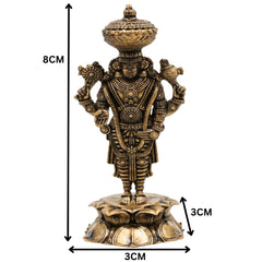 Brass Venkateshwara Balaji Idol, Srinivasa Murti for Pooja, Home Decor, Spiritual Gifting & Temple Worship, Gold, 3 Inch, 1 Piece