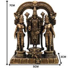 Brass Vishnu Sridevi Bhudevi Idol | Lord Narayana Murti | Sri Vishnu Lakshmi Bhudevi Statue for Pooja & Home Decor, Gold, 3 Inch, 1 Piece