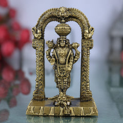 Brass Venkateshwara Baji Idol, Balaji Murti, Srinivasa Statue, Tirupati Perumal Vigraha for Pooja, Home Decor & Spiritual Gifting, Gold, 3 Inch, 1 Piece