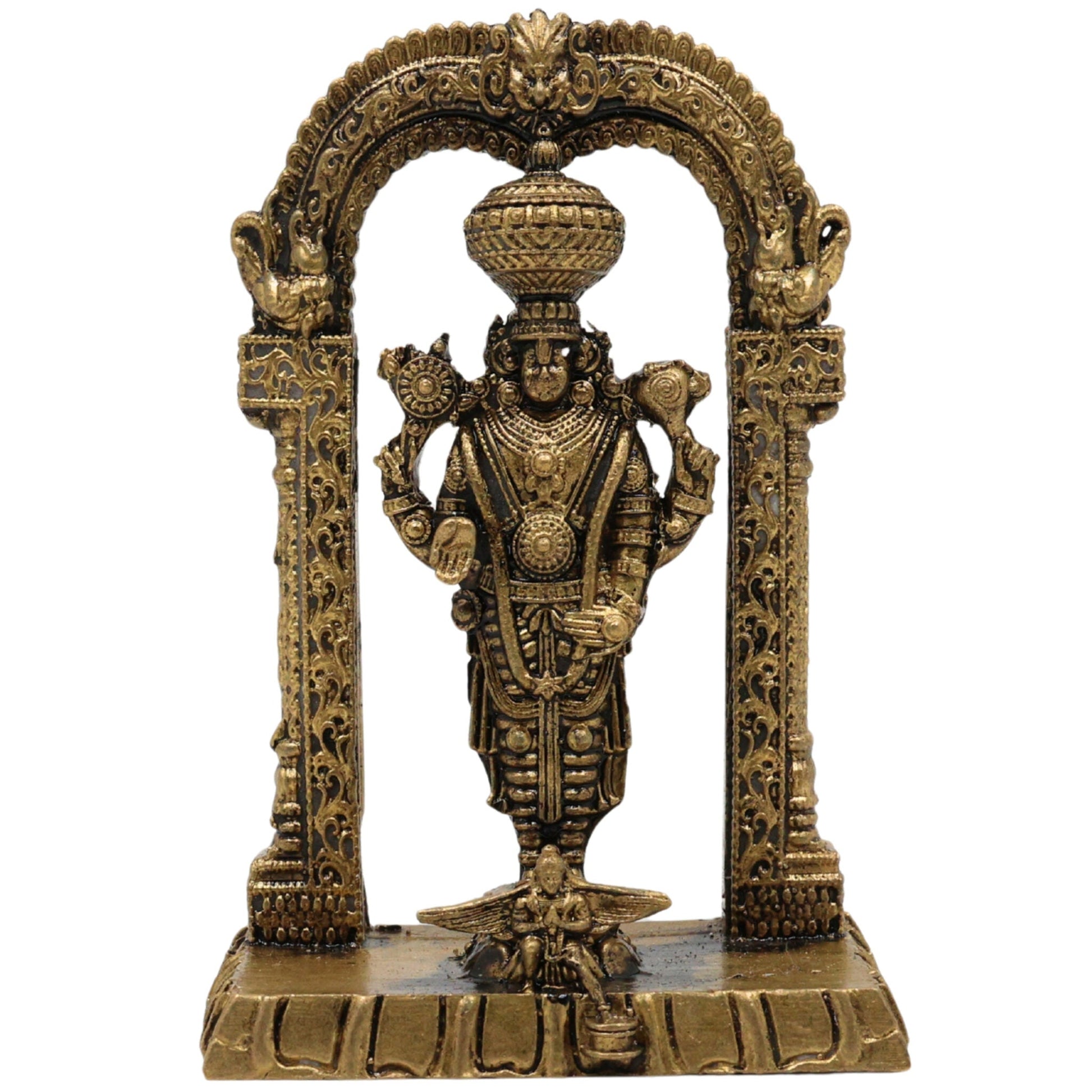 Brass Venkateshwara Baji Idol, Balaji Murti, Srinivasa Statue, Tirupati Perumal Vigraha for Pooja, Home Decor & Spiritual Gifting, Gold, 3 Inch, 1 Piece