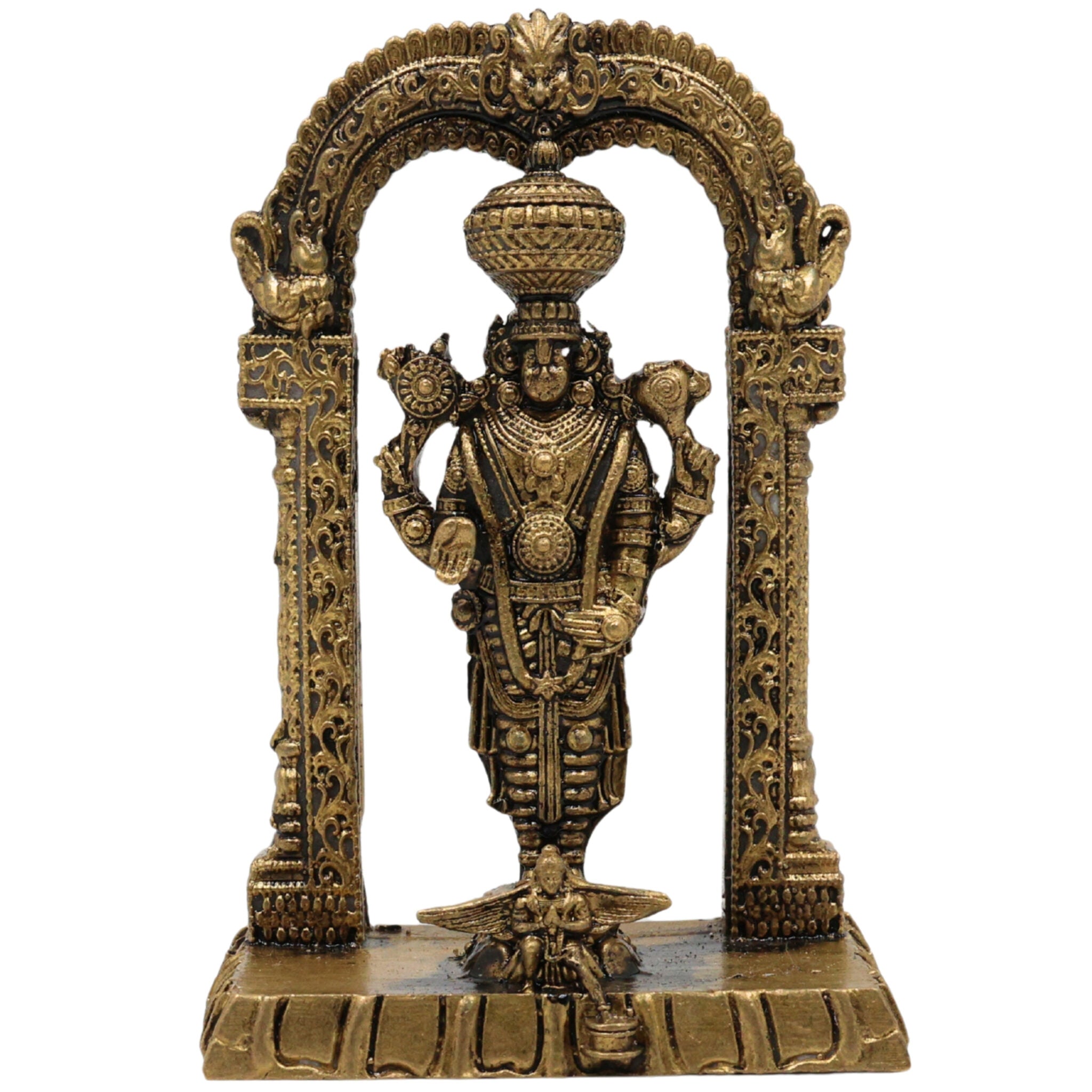 Brass Venkateshwara Baji Idol, Balaji Murti, Srinivasa Statue, Tirupati Perumal Vigraha for Pooja, Home Decor & Spiritual Gifting, Gold, 3 Inch, 1 Piece