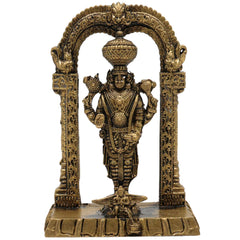 Brass Venkateshwara Baji Idol, Balaji Murti, Srinivasa Statue, Tirupati Perumal Vigraha for Pooja, Home Decor & Spiritual Gifting, Gold, 3 Inch, 1 Piece
