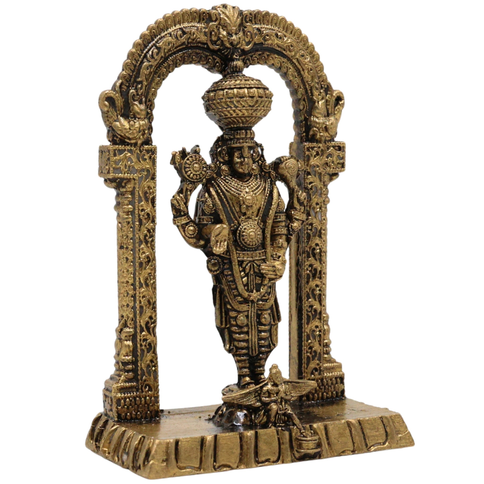Brass Venkateshwara Baji Idol, Balaji Murti, Srinivasa Statue, Tirupati Perumal Vigraha for Pooja, Home Decor & Spiritual Gifting, Gold, 3 Inch, 1 Piece